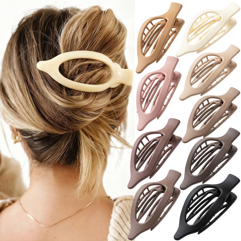 mythos Flat Hair Clips, 9 PCS 4.7 Inch Large Side Slide Volume Duckbill Clips for Women & Girls, Internal Tooth Design, Strong Hold Matte Hair Clips for Thick Hair & Thin Hair,French Concord Clip - Image 1