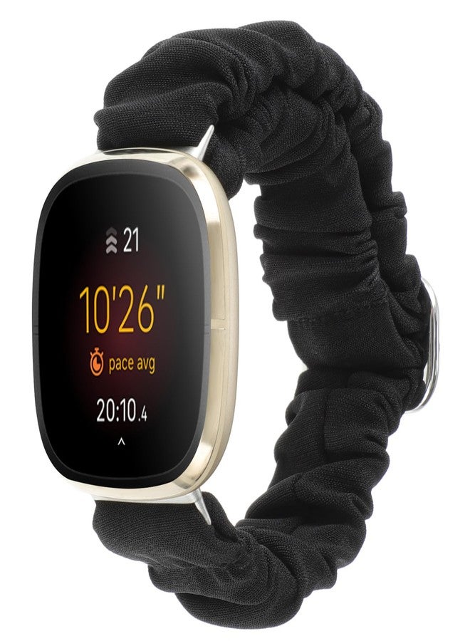 YONWORTH أربطة يونوورث القابلة للتعديل متوافقة مع فيتبيت فيرس 3/فيرس 4/سينس/سينس 2 للنساء، سوار مرن مريح من قماش ناعم (أسود) - Image 3