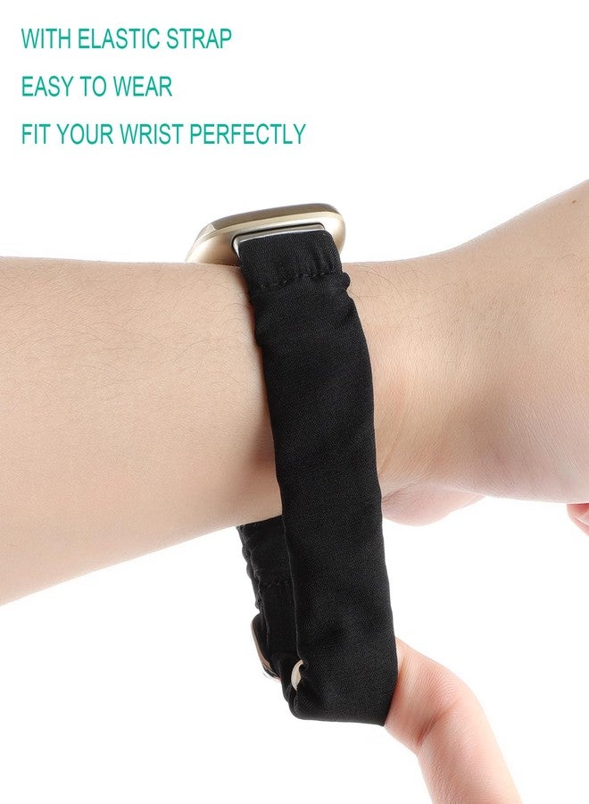 YONWORTH أربطة يونوورث القابلة للتعديل متوافقة مع فيتبيت فيرس 3/فيرس 4/سينس/سينس 2 للنساء، سوار مرن مريح من قماش ناعم (أسود) - Image 5