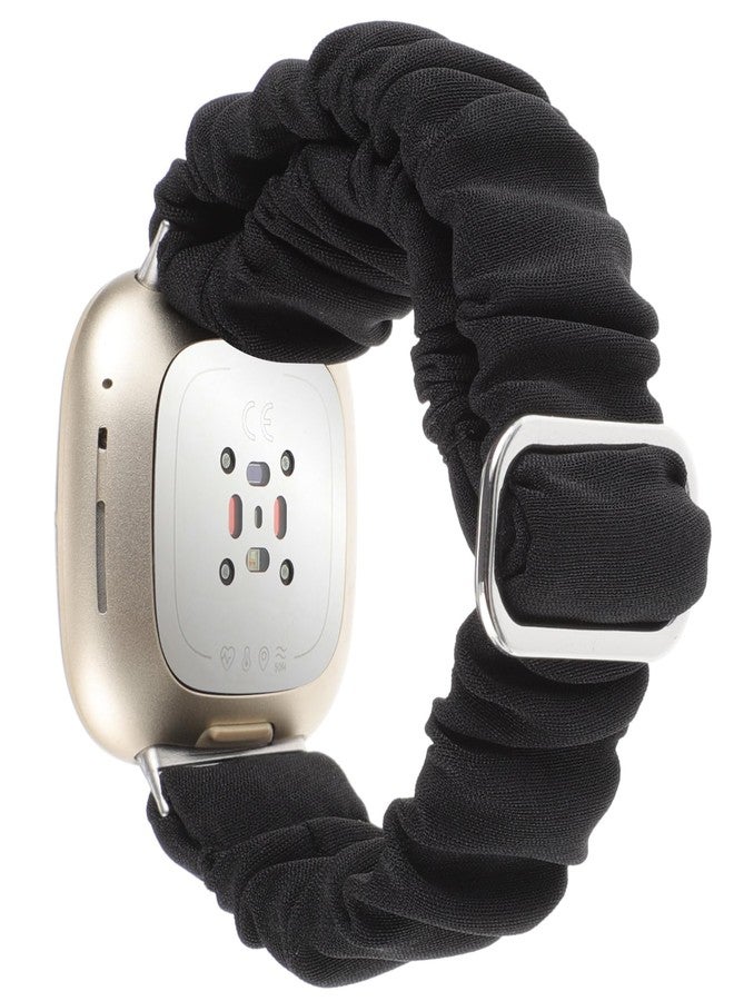 YONWORTH أربطة يونوورث القابلة للتعديل متوافقة مع فيتبيت فيرس 3/فيرس 4/سينس/سينس 2 للنساء، سوار مرن مريح من قماش ناعم (أسود) - Image 2