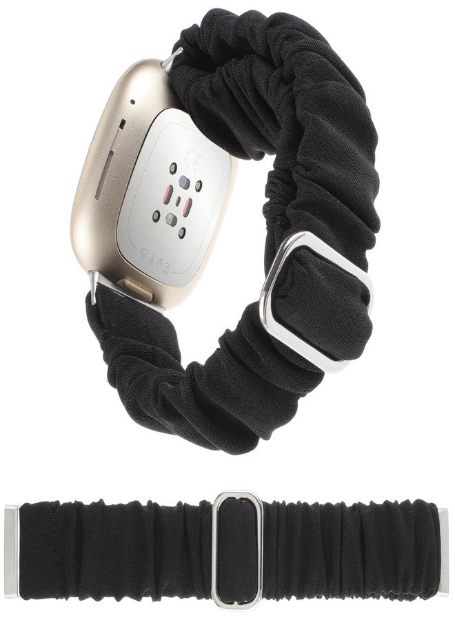 YONWORTH أربطة يونوورث القابلة للتعديل متوافقة مع فيتبيت فيرس 3/فيرس 4/سينس/سينس 2 للنساء، سوار مرن مريح من قماش ناعم (أسود) - Image 1