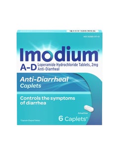 IMODIUM AD Diarrhea Relief Caplets -Loperamide Hydrochloride Anti-Diarrheal Medicine (294314), Blue, 6 Count  - Image 1