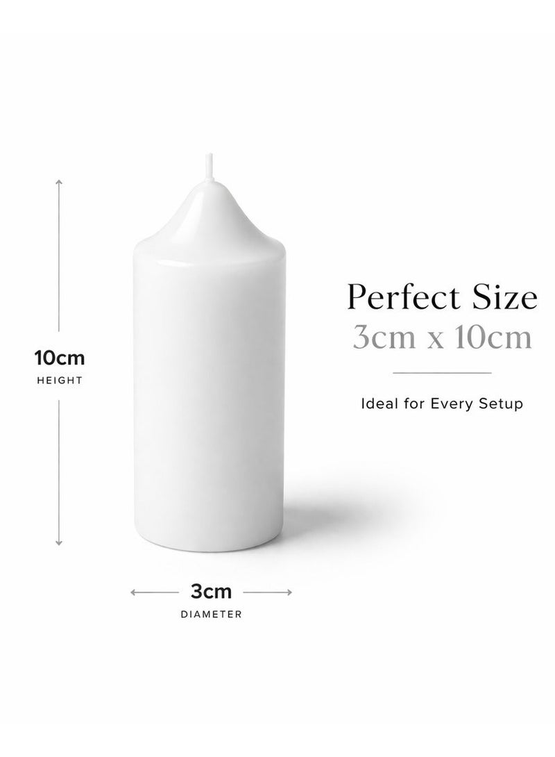 CHEEMAISTIC 8 Pcs Unscented Ivory Pillar Candles - Dripless Clean Burning Smokeless Household Dinner Candle SPA Romantic Candles Relaxing Saturdays, Special Occasions - Long Burning Hours | 3x10cm - Image 3