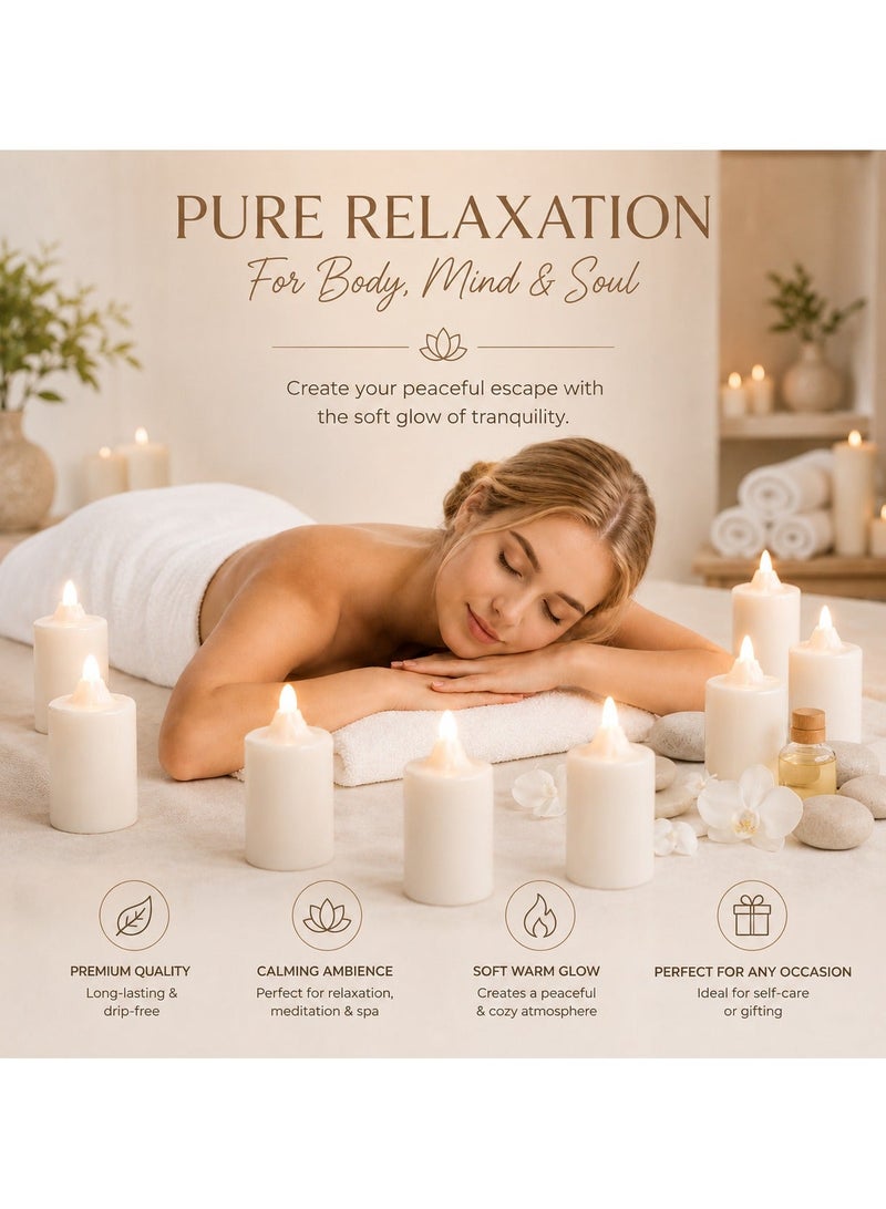 CHEEMAISTIC 8 Pcs Unscented Ivory Pillar Candles - Dripless Clean Burning Smokeless Household Dinner Candle SPA Romantic Candles Relaxing Saturdays, Special Occasions - Long Burning Hours | 3x10cm - Image 2