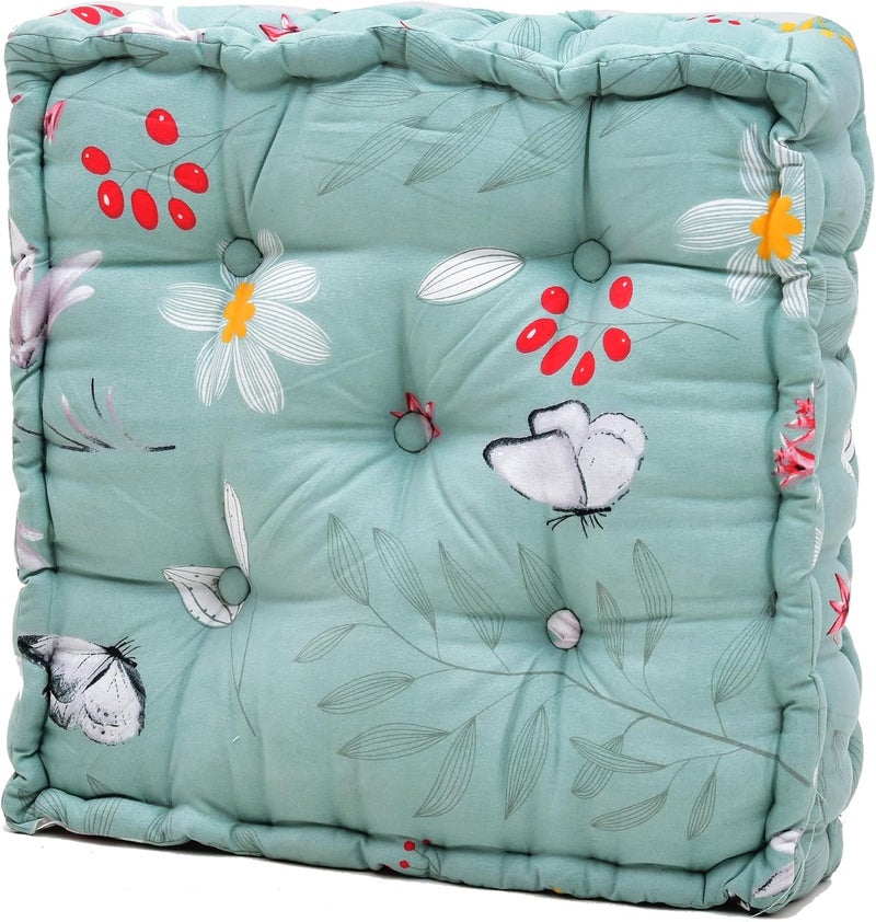 RRC Super Soft Microfiber Cotton Square Floor Pillow Tufted Cushion Thick Chair Cushion, Chair Cushion,Setting Cushion, Printed Seat Cushion,Pack of 1 Chair Cushion 16X16(Inches) 41X41(CM) - Image 1