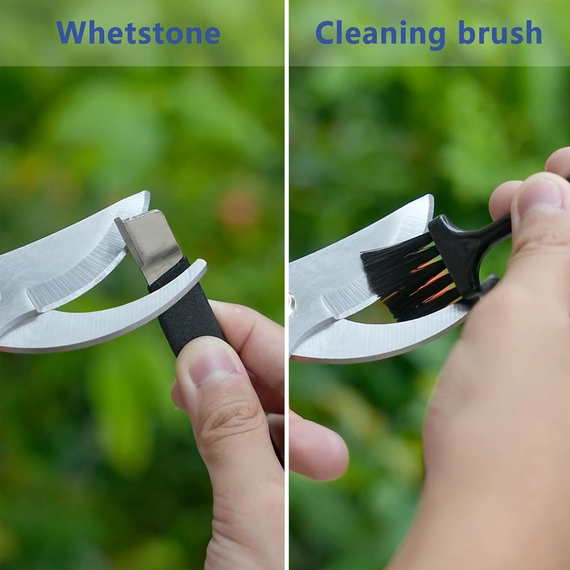 Topbooc 3-pack Garden Pruning Shears Set with Stainless Steel Blades, Bypass Pruners, Handheld Secateurs, Tree Trimmers, & Scissors Whetstone,a Clean Brush and a Hard Case, Ideal for trimming, pruning - Image 3