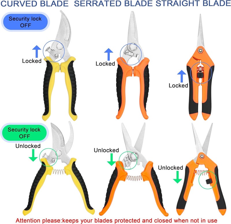 Topbooc 3-pack Garden Pruning Shears Set with Stainless Steel Blades, Bypass Pruners, Handheld Secateurs, Tree Trimmers, & Scissors Whetstone,a Clean Brush and a Hard Case, Ideal for trimming, pruning - Image 4