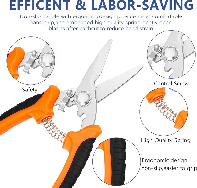 Topbooc 3-pack Garden Pruning Shears Set with Stainless Steel Blades, Bypass Pruners, Handheld Secateurs, Tree Trimmers, & Scissors Whetstone,a Clean Brush and a Hard Case, Ideal for trimming, pruning - Image 5