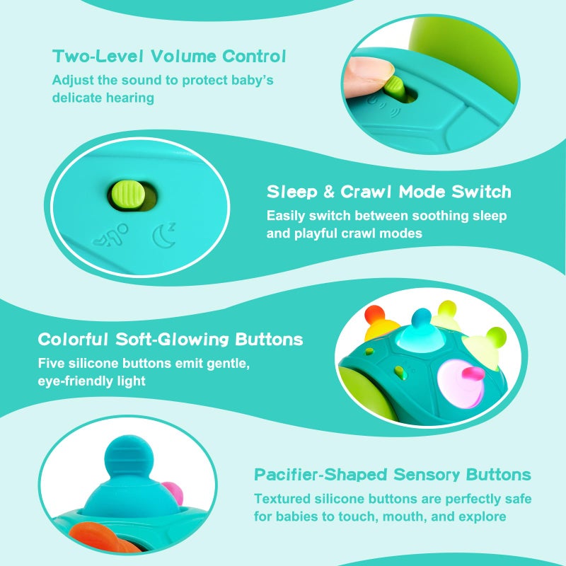 AiTuiTui Baby Crawling Turtle Toy 6 9 12 18 Months, Infant Tummy Time Sensory Musical Teething Toys, Toddler Walking Learning Motor Skill Development for 1 2 3 Year Old Boy Girl Birthday Gift - Image 3