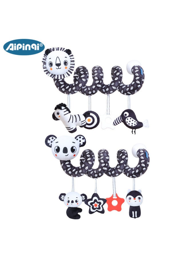 Newborn Cartoon Animal Crib Winding Educational Toys Black And White Bed Winding Series Baby Soothing Toys - Image 5
