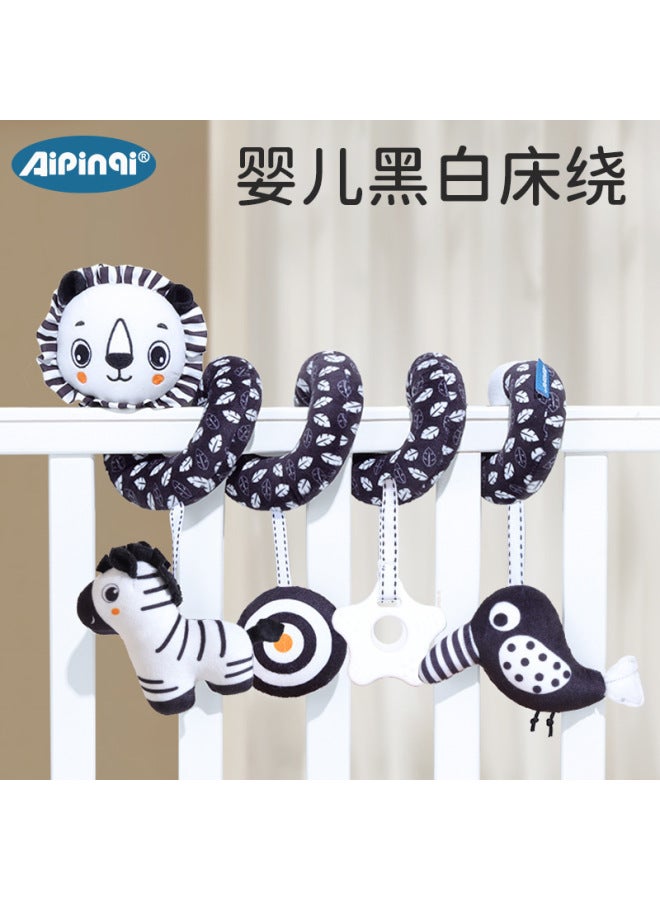 Newborn Cartoon Animal Crib Winding Educational Toys Black And White Bed Winding Series Baby Soothing Toys - Image 2