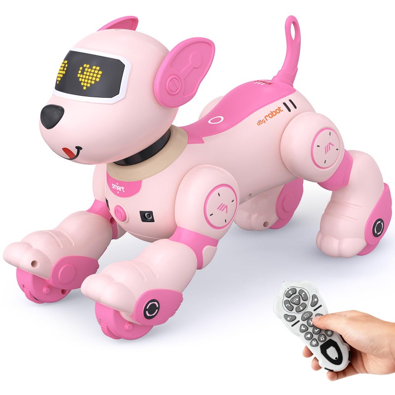 PRANITE Robot Dog Programmable Remote Control Dog Toy for Kids with OneKey Following Voice Control Touch Dance Sing Smart RC Stunt Puppy Toy Gift for Boys Girls Pink - Image 3