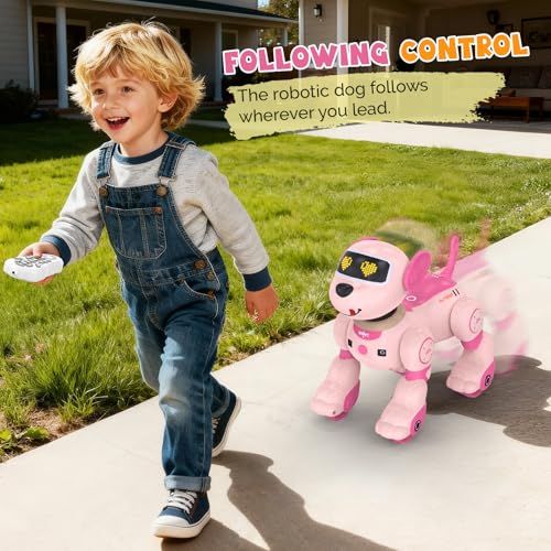 PRANITE Robot Dog Programmable Remote Control Dog Toy for Kids with OneKey Following Voice Control Touch Dance Sing Smart RC Stunt Puppy Toy Gift for Boys Girls Pink - Image 5