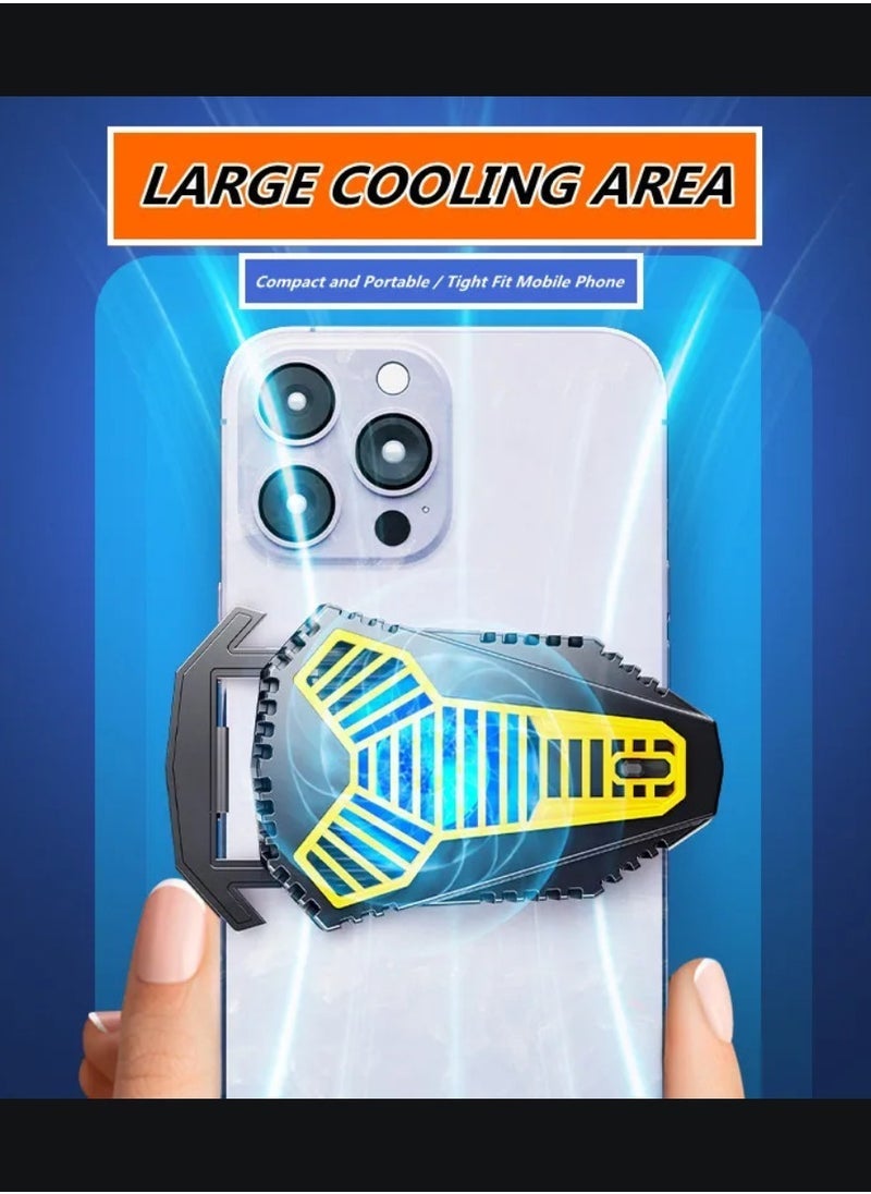 Gravity AL09 Yellow Mobile Phone Cooling Fan ‚Äì Silent Semiconductor Heat Sink Radiator with Adjustable Clip & LED Lights, USB Powered Game Cooler for PUBG, Free Fire, Call of Duty ‚Äì Universal Smartphone Cooling Device for Android & iOS - Image 3