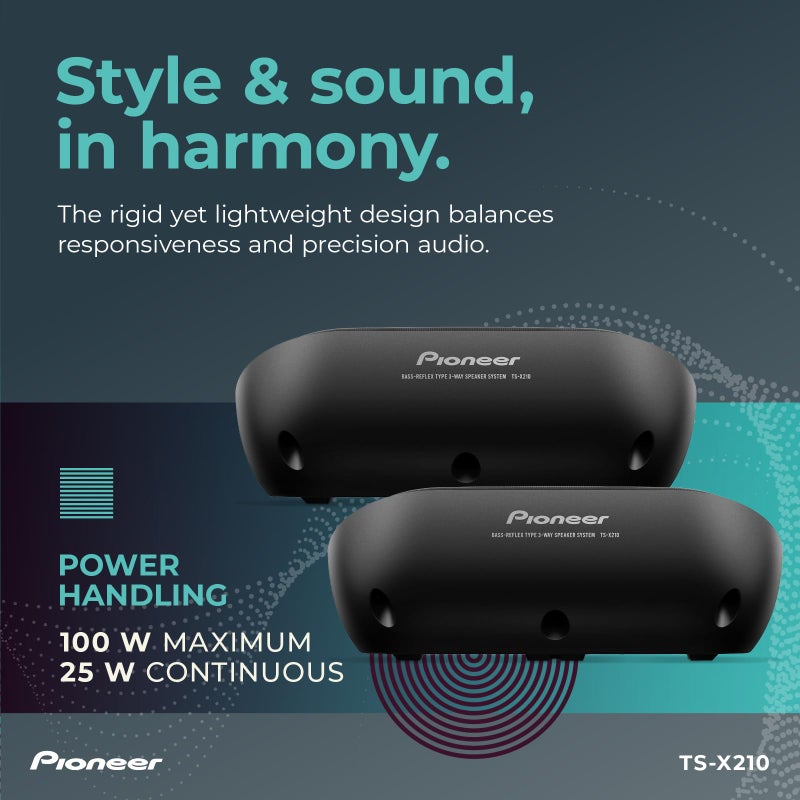 PIONEER TS-X210 4â€ 3-Way Surface Mount Speakers (Pair) â€“ 120W Max, Classic Design Speaker Upgrade - Image 4