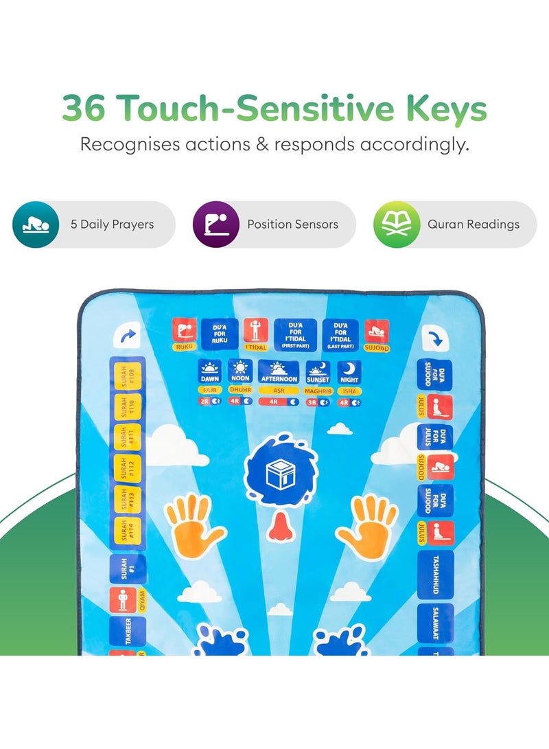 ZAMZIN Smart Educational Prayer Mat for Kids - Interactive Salah Mat with Touch Keys, 7 Languages, Step-by-Step Guide, Fun Ramadan & Eid Gift, Portable Prayer Rug for Boys & Girls  - Image 5