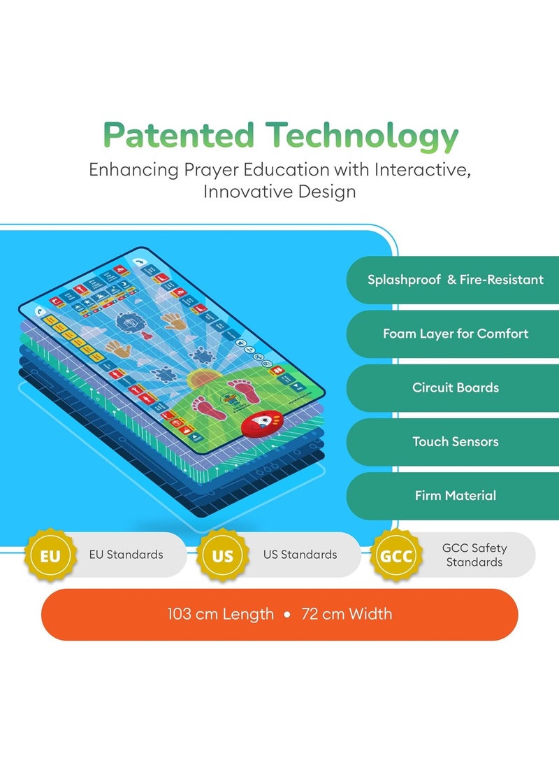ZAMZIN Smart Educational Prayer Mat for Kids - Interactive Salah Mat with Touch Keys, 7 Languages, Step-by-Step Guide, Fun Ramadan & Eid Gift, Portable Prayer Rug for Boys & Girls  - Image 3