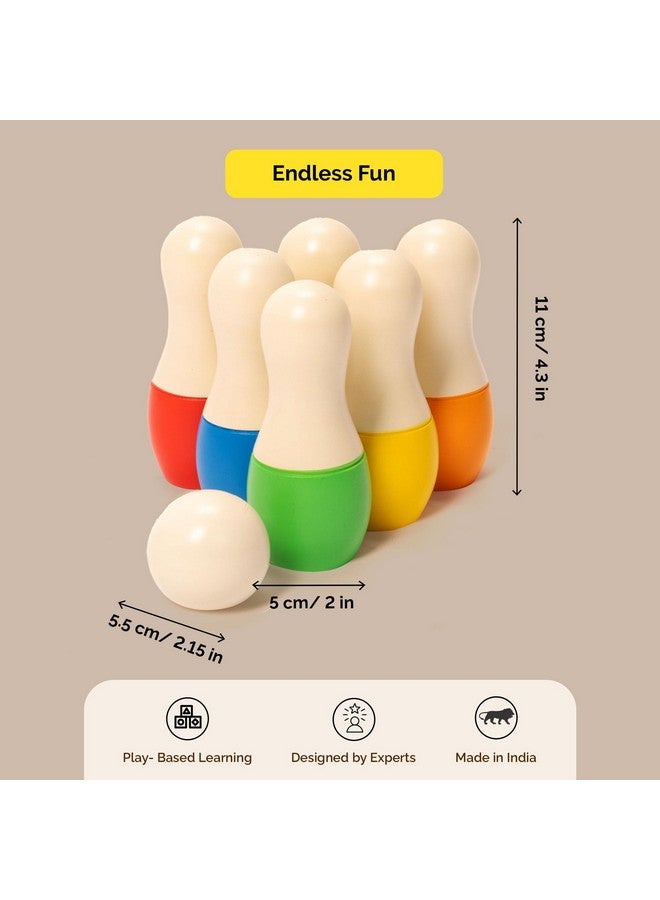 Shumee Wooden Bowling Pins Set for Kids|2 Color Pattern|2 Years+|Child Safe & Non Toxic|6 pins & 1 Ball| Suitable for Indoor & Outdoor Sports Games|for Toddlers,Preschoolers & Children|Gifting - Image 5