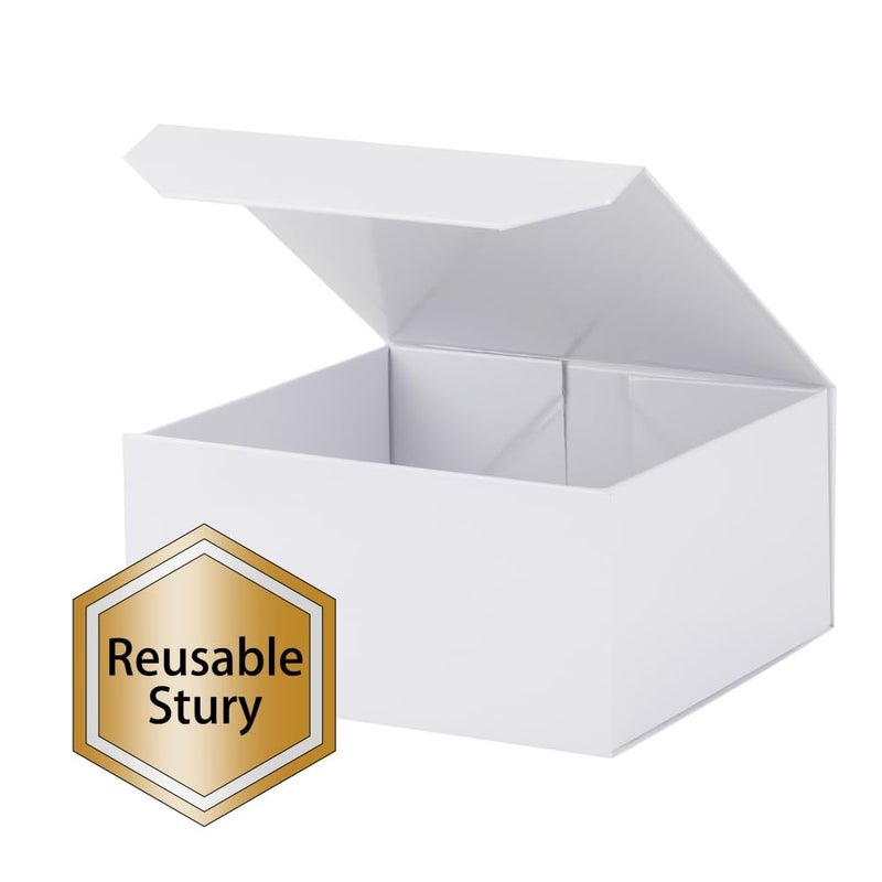PACKGILO 1 Pcs White Gift Box Large 13x11x5.3 Inch Large Gift Box with Crinkle Paper Magnetic White Box with Shredded Paper Luxury Gift Boxes with Lids for Presents - Image 4