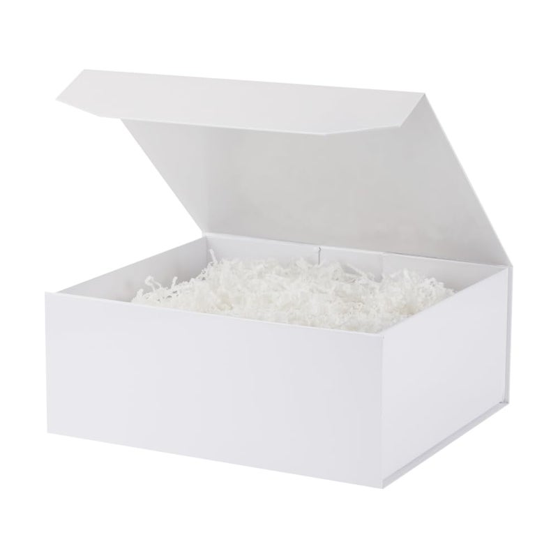 PACKGILO 1 Pcs White Gift Box Large 13x11x5.3 Inch Large Gift Box with Crinkle Paper Magnetic White Box with Shredded Paper Luxury Gift Boxes with Lids for Presents - Image 1