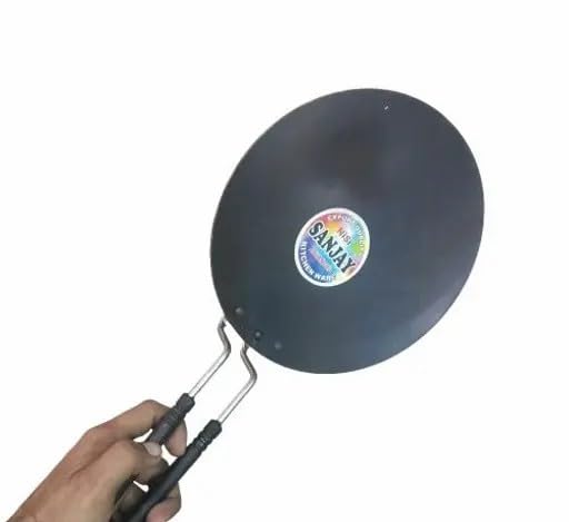 Iron Roti Tawa with Wooden Handle 30 cm Black 