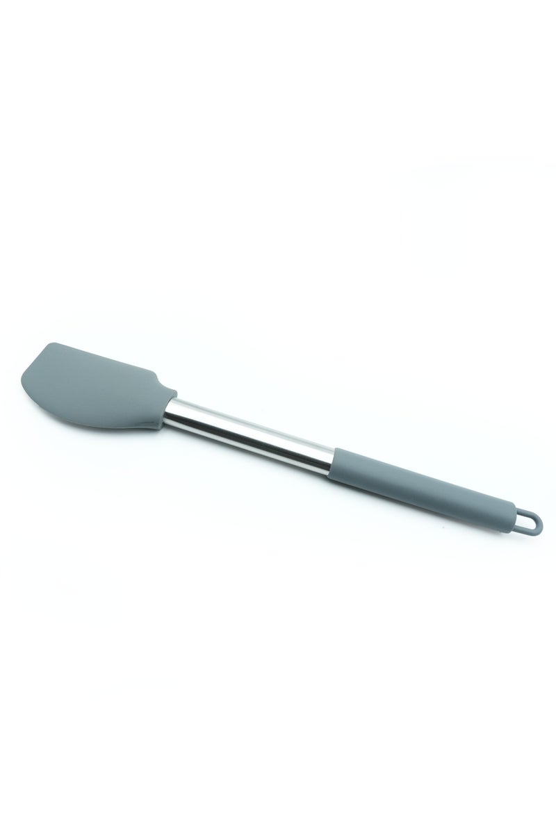 بيرام Beram Silicone Scraper with Stainless Steel Handle – Heat Resistant, BPA-Free, Non-Stick Safe Spatula for Mixing, Stirring, Baking, Folding, Cooking & Scraping – Grey (Single Silicone Scraper) - Image 1