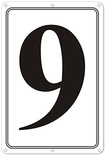 i-CowFun Premium Aluminum Number Signs 9, Metal 12" X 8" Numbered Signs Outdoor for Parking Lots, Floor, Dock, Court, Aisle, Field, High Visibility, No Fade, Weather-resistant - Image 1