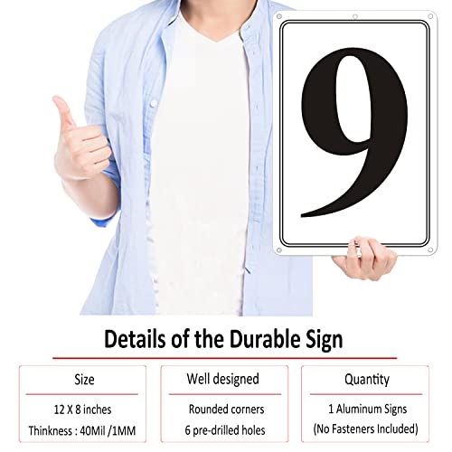 i-CowFun Premium Aluminum Number Signs 9, Metal 12" X 8" Numbered Signs Outdoor for Parking Lots, Floor, Dock, Court, Aisle, Field, High Visibility, No Fade, Weather-resistant - Image 4