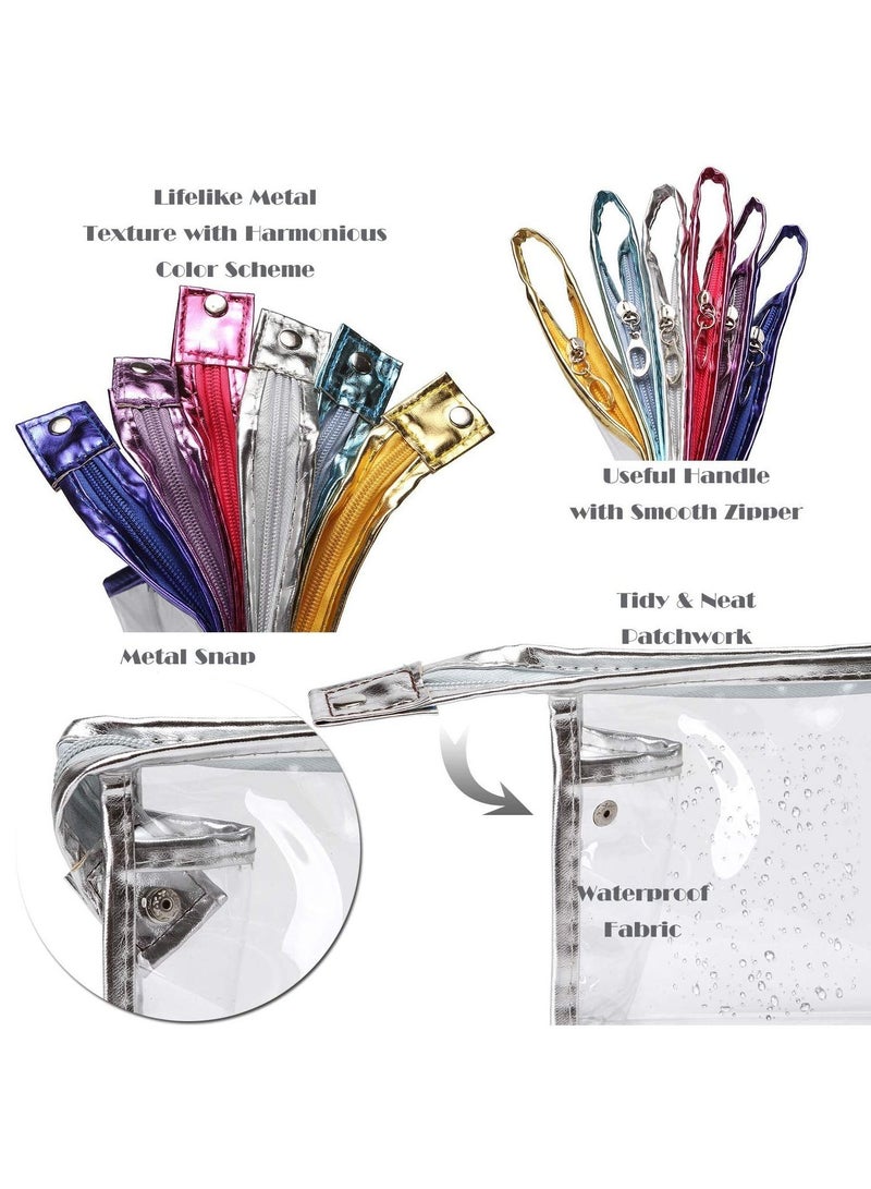 SYOSI SYOSI 6 Pcs Transparent Cosmetic Bags with Zipper, Clear Waterproof Vinyl Plastic Makeup Bags, Multi-color Portable Travel Toiletry Pouch, Organizer for Travel, Bathroom and Organizing (Small/8.9in)  - Image 5