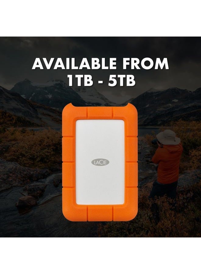 LACIE Rugged USB-C External Hard Drive (STFR5000800) with Compact Portable Hard Drive Case, 5000 GB, Silver/Orange - Image 4