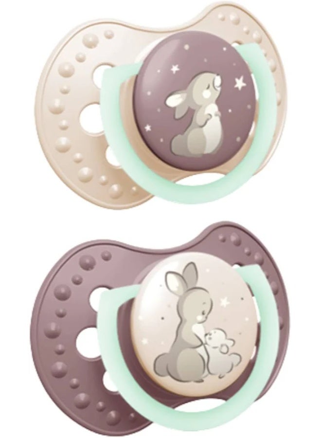 LOVI Night & Day Silicone Dynamic Soother 6-18m Girl x2 - Image 1