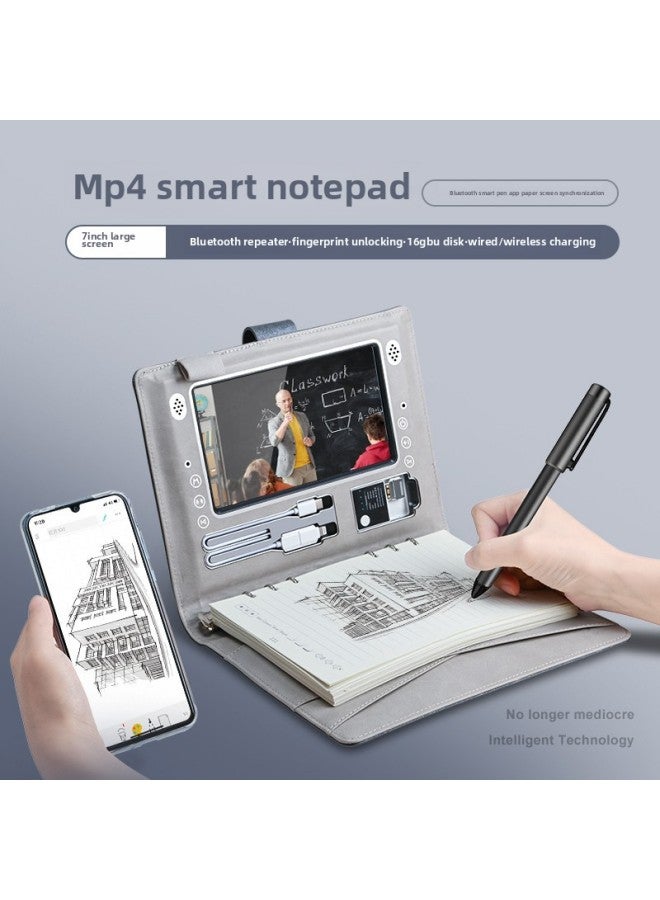 Multifunctional Video Player Notebook Fingerprint Lock Wireless Charging Notepad High-end Gifts Customizable Logo-Body Color:Gray U Disk Model + 7inch Screen + 10000 Mah + 16g + Wireless Charging-Memory Capacity:8GB  - Image 2