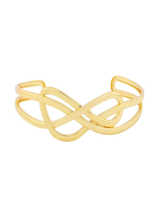 VOYLLA Golden Intertwined Infinity Cuff Gold Plated Bracelet for Women Designer Love Bracelet Women's Day Gift for Her Girlfriend Wife Anniversary Birthday Jewellery - Image 5