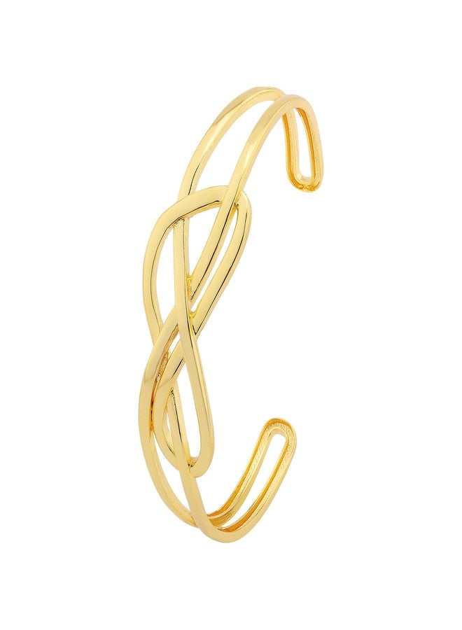 VOYLLA Golden Intertwined Infinity Cuff Gold Plated Bracelet for Women Designer Love Bracelet Women's Day Gift for Her Girlfriend Wife Anniversary Birthday Jewellery - Image 1