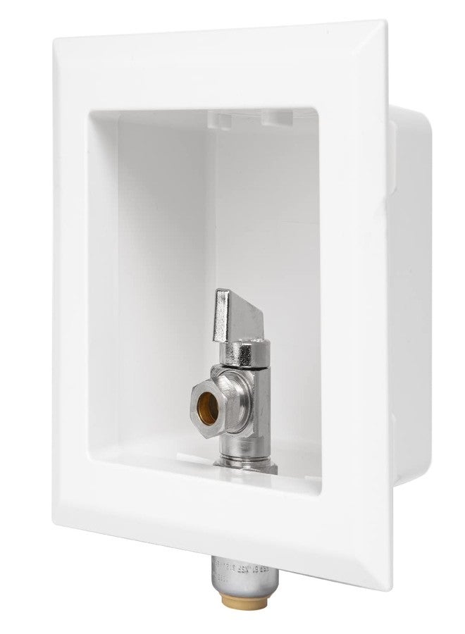 EFIELD Pre-Assembled Dishwasher Outlet Box, 1/2-Inch Push-Fit Inlet Connection with Installed 1/4-Turn Stop Angle Valve, Chrome Plated - Image 1
