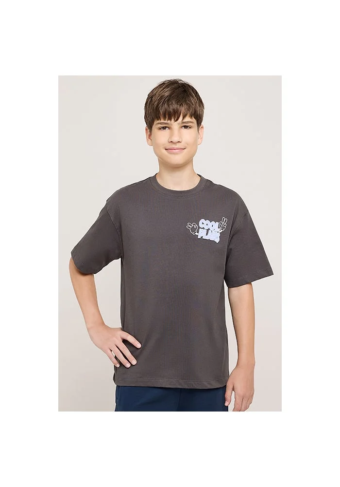 أر أند بي Printed T-Shirt with Crew Neck and Short Sleeves