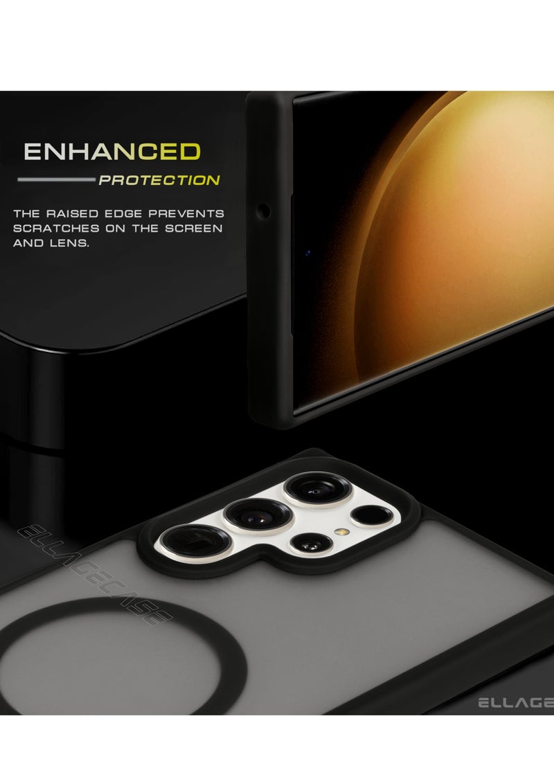 ELLAGECASE - Black Stylish Case for Samsung Galaxy S23 Ultra, Solid Camera Protection, Shockproof, Enhanced Protection, Compatible with MagSafe and Wireless Charging - Image 1
