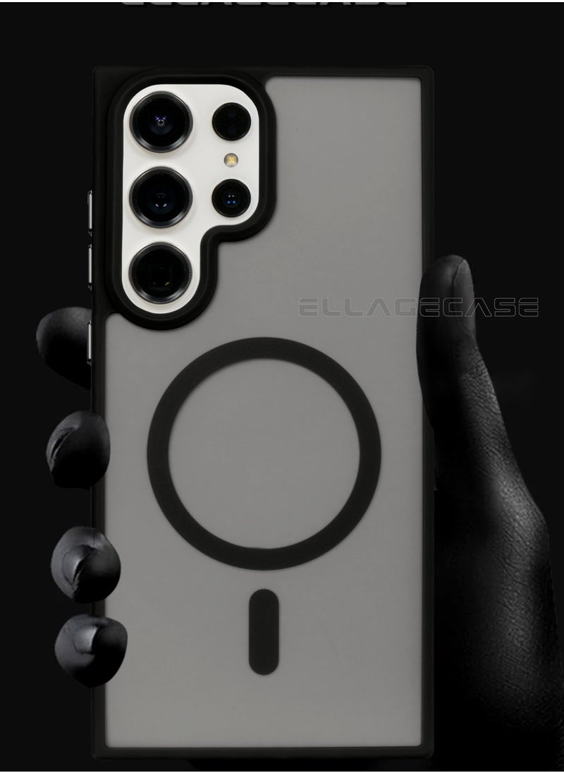 ELLAGECASE - Black Stylish Case for Samsung Galaxy S23 Ultra, Solid Camera Protection, Shockproof, Enhanced Protection, Compatible with MagSafe and Wireless Charging - Image 1