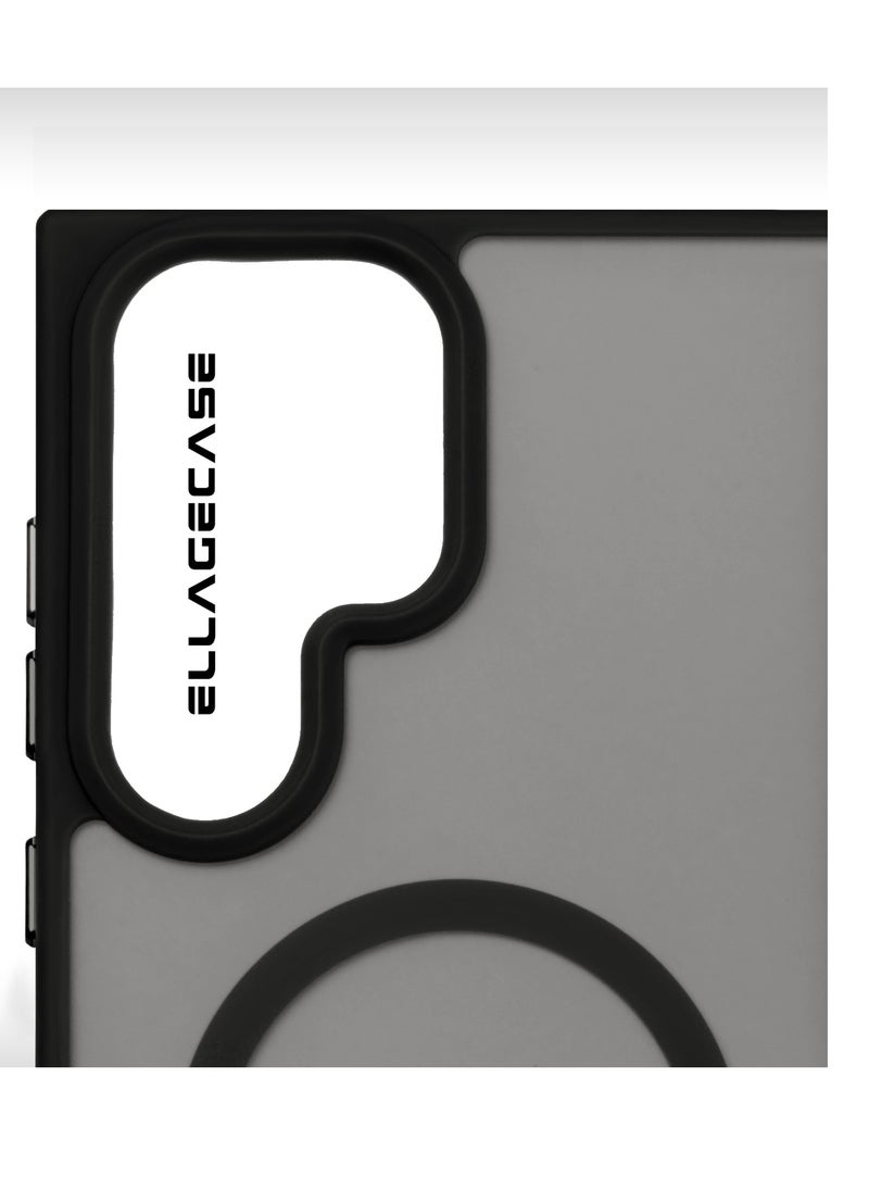 ELLAGECASE - Black Stylish Case for Samsung Galaxy S23 Ultra, Solid Camera Protection, Shockproof, Enhanced Protection, Compatible with MagSafe and Wireless Charging - Image 1