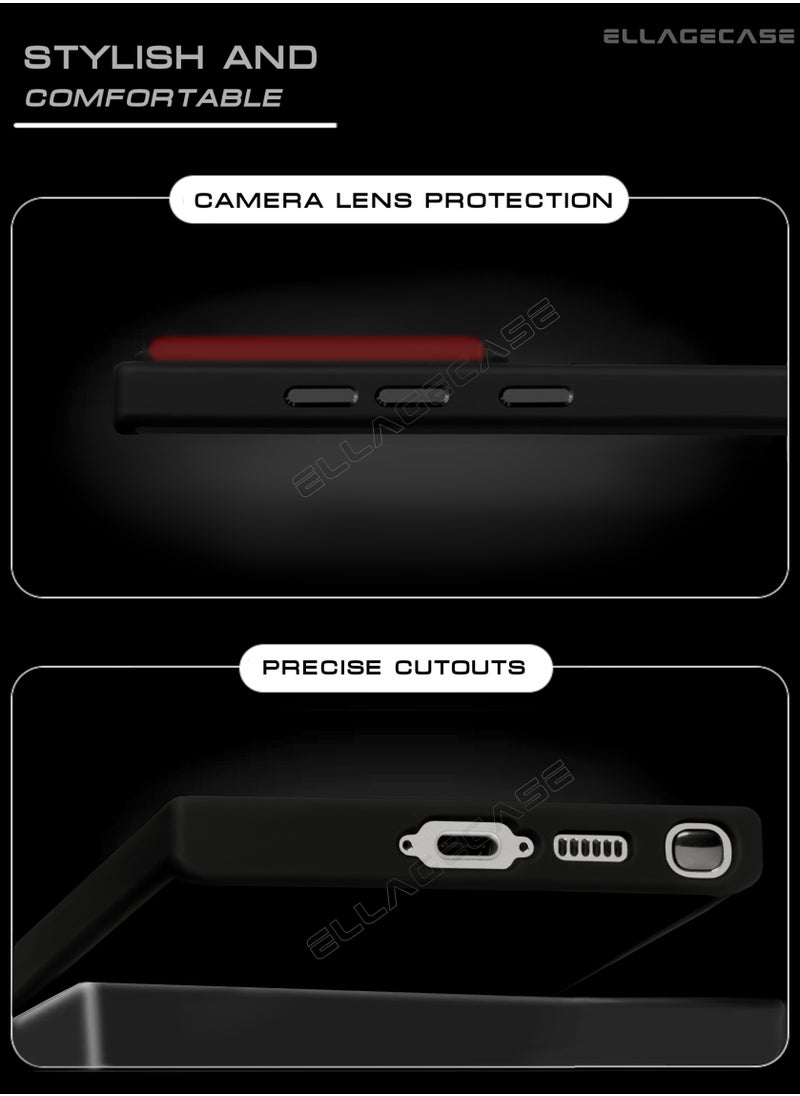 ELLAGECASE - Black Stylish Case for Samsung Galaxy S23 Ultra, Solid Camera Protection, Shockproof, Enhanced Protection, Compatible with MagSafe and Wireless Charging - Image 1