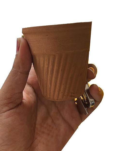 Awadh كوب شاي هندي تقليدي عواد من الطين التيراكوتا بني 6 قطع - Image 4