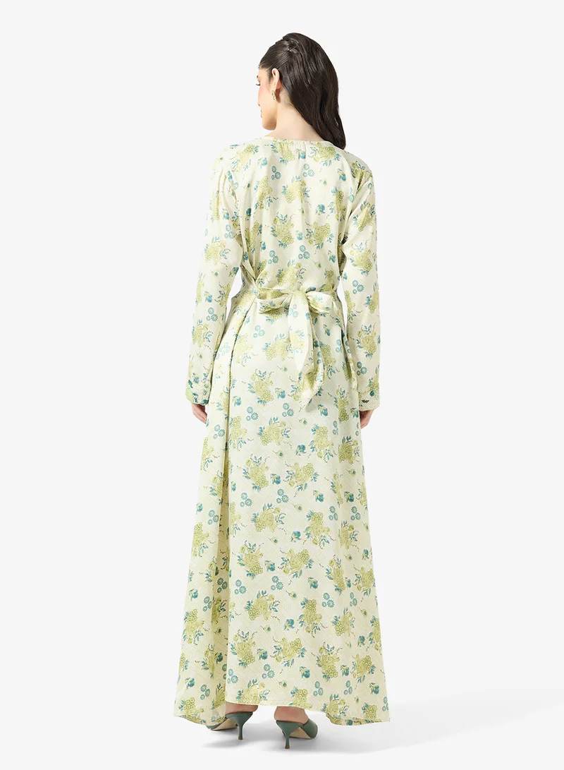 ARABIAN CLOSET Embellished Belted Jalabiya