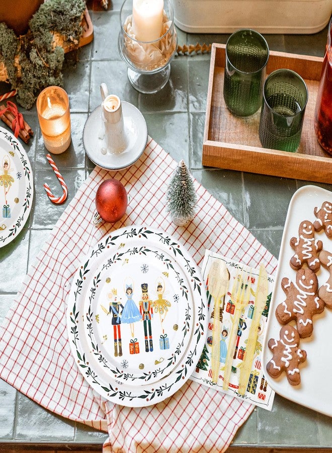 JarThenaAMCS مجموعة لوازم حفلة عيد الميلاد JarThenaAMCS 175 قطعة مجموعة أدوات المائدة من كراكر الجوزاء المائية للأعياد الشتوية أدوات مائدة قابلة للتصرف من الورق مناديل صحية أطباق أكواب شوك وسكاكين وملعقة لـ 25 ضيف هدية حفلة - Image 4