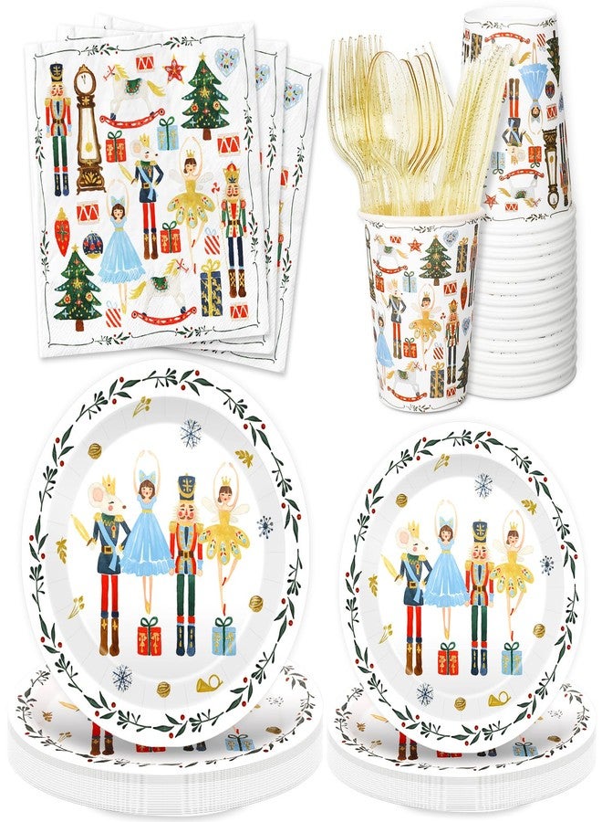 JarThenaAMCS مجموعة لوازم حفلة عيد الميلاد JarThenaAMCS 175 قطعة مجموعة أدوات المائدة من كراكر الجوزاء المائية للأعياد الشتوية أدوات مائدة قابلة للتصرف من الورق مناديل صحية أطباق أكواب شوك وسكاكين وملعقة لـ 25 ضيف هدية حفلة - Image 1