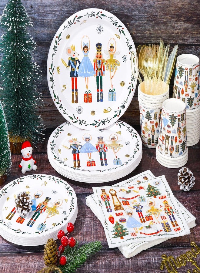 JarThenaAMCS مجموعة لوازم حفلة عيد الميلاد JarThenaAMCS 175 قطعة مجموعة أدوات المائدة من كراكر الجوزاء المائية للأعياد الشتوية أدوات مائدة قابلة للتصرف من الورق مناديل صحية أطباق أكواب شوك وسكاكين وملعقة لـ 25 ضيف هدية حفلة - Image 5