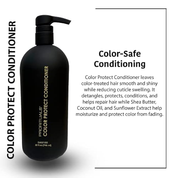 Prorituals Color Protect Shampoo and Conditioner Set Large Size - Color Protecting For All Hair Types, with Coconut Oil to Repair Damaged Dry Hair, for Women and Men, 32 Fl Oz Each Dual Pack - Image 2