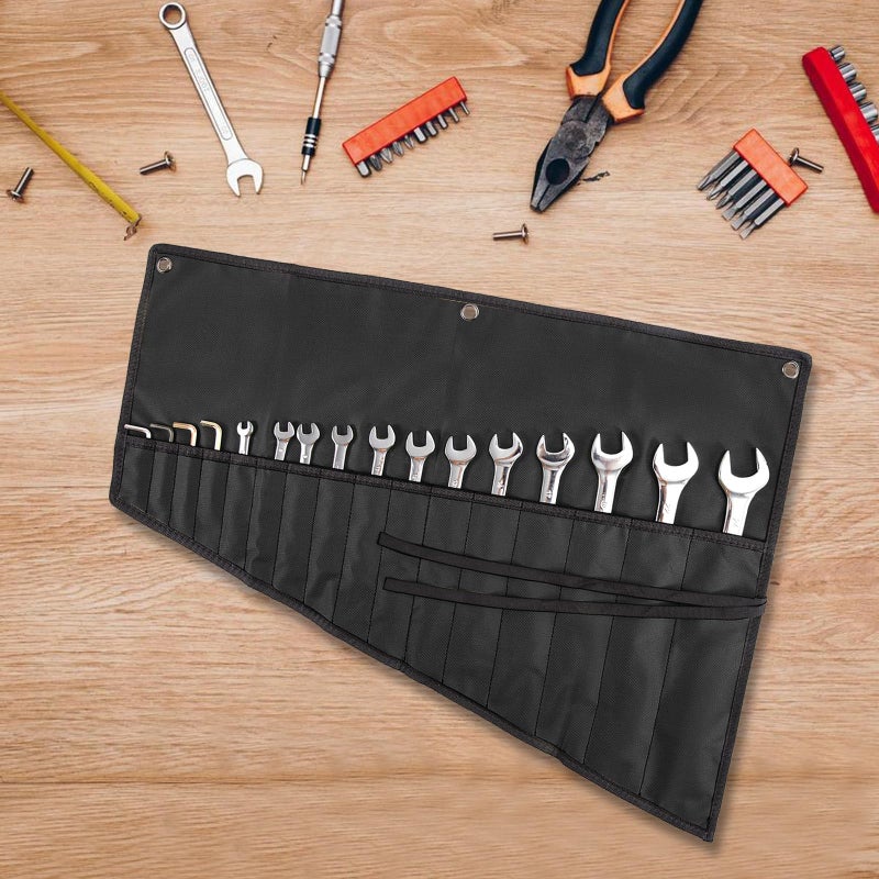YLZZMDQSZ Wrench Organizer,Tool Roll Pouch â€“ 16-Pocket Waterproof Oxford Cloth Wrench Roll Organizer for Garage, Workshop, Field Service & Home Repairs â€“ for Mechanics & DIY Professionals (Black) - Image 5