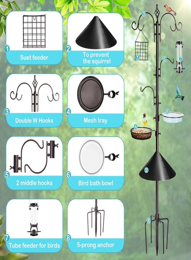 YINGYM Bird Feeding Station Kit, 87 Inches Bird Feeder Pole, Premium Bird Feeder Hanging Kit for Attracting Wild Birds with Metal Suet, Bird Bath, Mesh Tray and Squirrel Baffle - Image 3