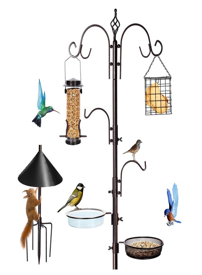 YINGYM Bird Feeding Station Kit, 87 Inches Bird Feeder Pole, Premium Bird Feeder Hanging Kit for Attracting Wild Birds with Metal Suet, Bird Bath, Mesh Tray and Squirrel Baffle - Image 1