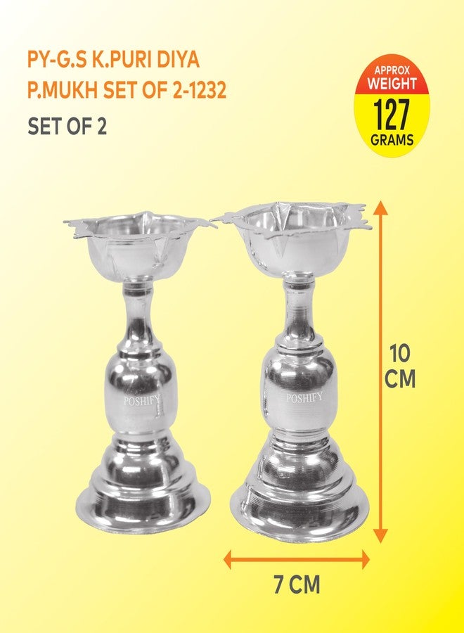 POSHIFY German Silver Big Diya Set of 2, Pooja, Home Decor, Meditation, Yoga, Silverware, Diwali Decorations, Diwali Gift, Wedding Gift, Pooja Samagri, Room Decor, Luxurious Diya Set - Image 2